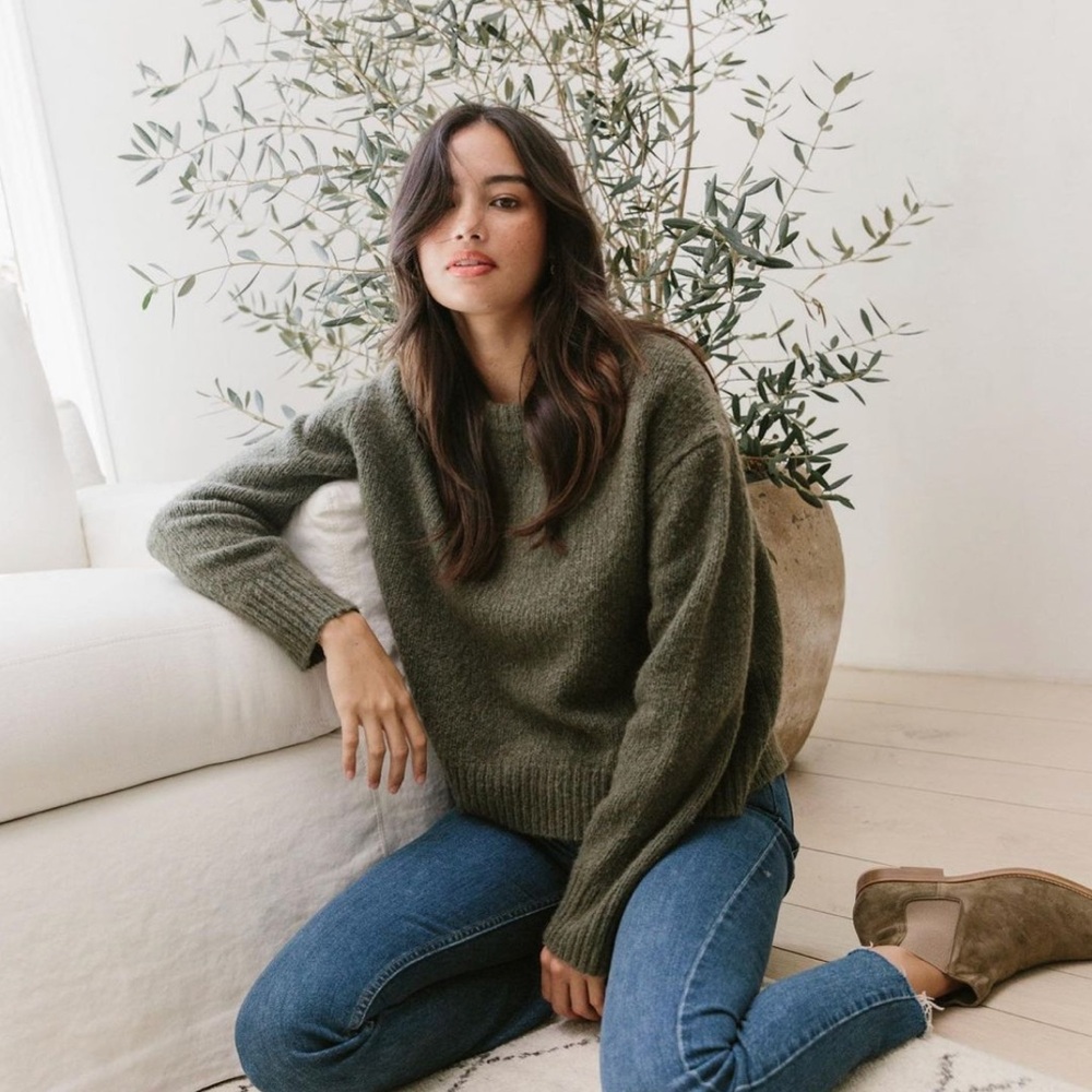 Jenni Kayne Atlas Merino Wool Ribbed Sweater in Sage - XS